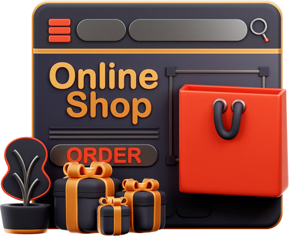 Online Shop Landing Page 3D Icon
